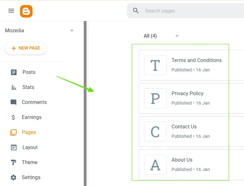 Create Necessary Pages