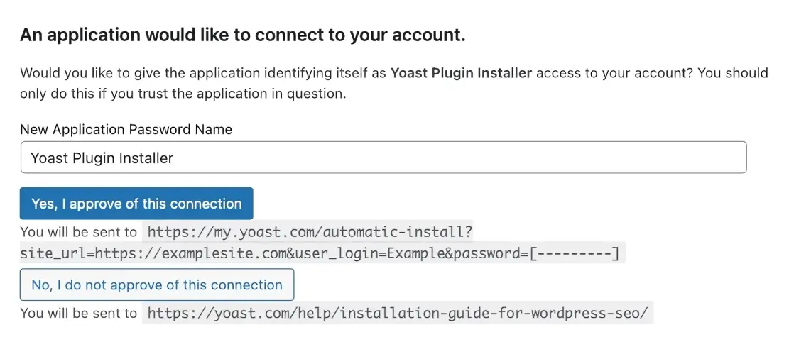 authorize the Yoast plugin installer