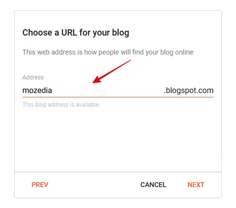 choose a URL for your blog