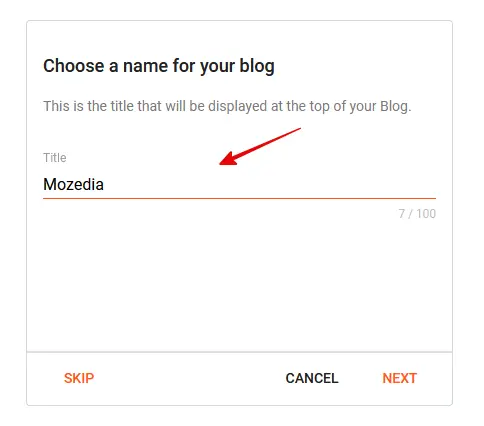choose a name for your blog