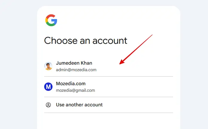 choose an google account