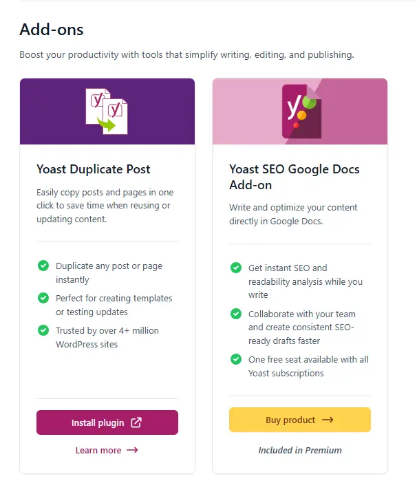 yoast add-ons