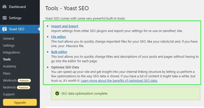 yoast tools