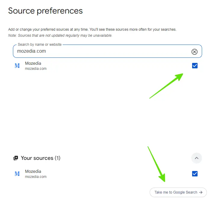 Choose your preferred sources