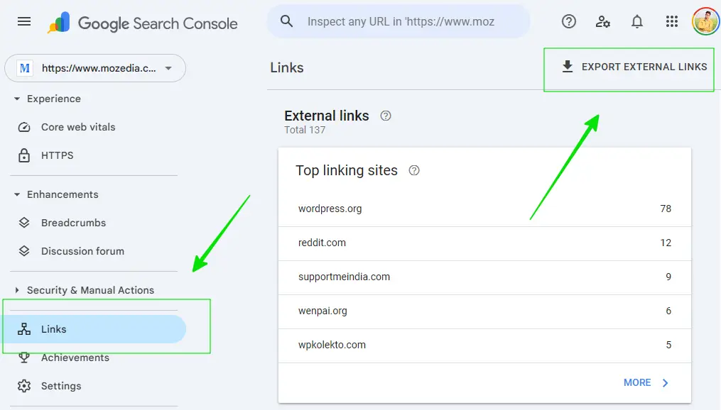Export External Links