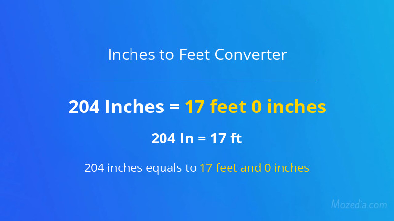 204 In. to Ft. Converter