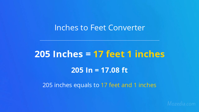 205 In. to Ft. Converter